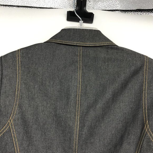 Women's Dark Blue Stylish Denim Blazer - Picture 11 of 15